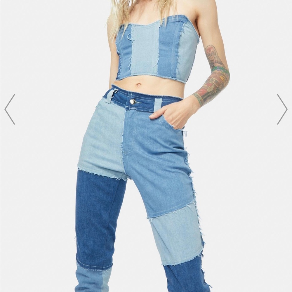 Dolls Kill Jean patchwork set